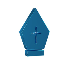 Poster - Blue Pope hat icon isolated on transparent background. Christian hat sign.