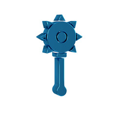 Poster - Blue Medieval chained mace ball icon isolated on transparent background. Medieval weapon.