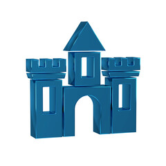 Poster - Blue Castle icon isolated on transparent background. Medieval fortress with a tower. Protection from enemies. Reliability and defense of the city.