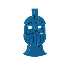 Canvas Print - Blue Medieval iron helmet for head protection icon isolated on transparent background.