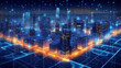 © AlexCaelus - Futuristic City Skyline, Global Business, Data Exchange, Smart Network and Connection, data traffic
