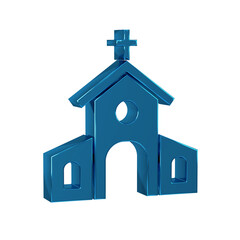 Poster - Blue Church building icon isolated on transparent background. Christian Church. Religion of church.