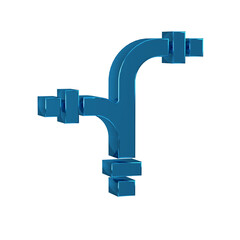 Poster - Blue Industry metallic pipe icon isolated on transparent background. Plumbing pipeline parts of different shapes.