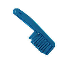 Poster - Blue Hairbrush icon isolated on transparent background. Comb hair sign. Barber symbol.