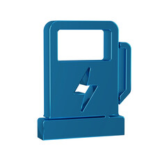 Poster - Blue Electric car charging station icon isolated on transparent background. Eco electric fuel pump sign.