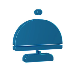 Sticker - Blue Covered with a tray of food icon isolated on transparent background. Tray and lid sign. Restaurant cloche with lid.