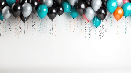 Wall Mural - A bunch of balloons with confetti and streamers