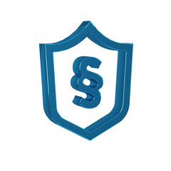 Sticker - Blue Justice law in shield icon isolated on transparent background.