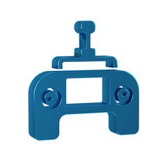 Canvas Print - Blue Drone radio remote control transmitter icon isolated on transparent background.