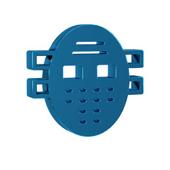 Sticker - Blue Hockey mask icon isolated on transparent background.