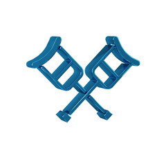 Sticker - Blue Crutch or crutches icon isolated on transparent background. Equipment for rehabilitation of people with diseases of musculoskeletal system.