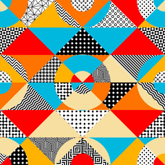 Aufkleber - Geometric abstract retro style. Circles pattern. Seamless vector pattern.