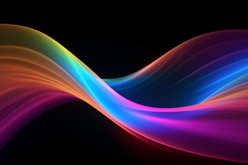 Wall Mural - curved colorful neon light waves.