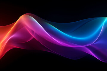 Wall Mural - curved colorful neon light waves.