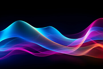 Curved colorful neon light waves.