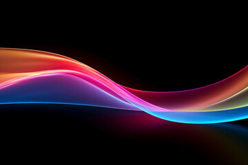 Wall Mural - curved colorful neon light waves.