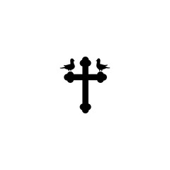 Sticker - Christian cross and Pigeons icon isolated on transparent background