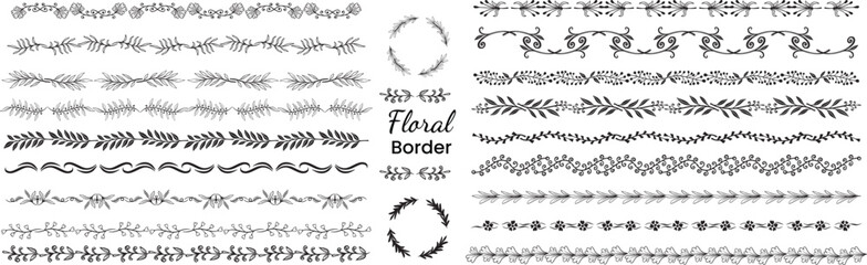 Wall Mural - seamless decorative floral and ornamental border design hand drawn vector