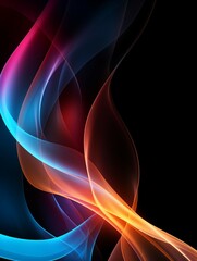 Wall Mural - Abstract Black Background with Colorful Wave Motion Illustration