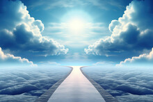 Infinity Road With Clouds Or Never Ending Road Design Advertisement