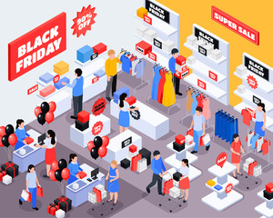 Sticker - Isometric black friday composition fashion store