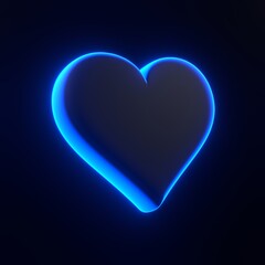 Wall Mural - Aces playing cards symbol hearts with bright glowing futuristic blue neon lights on black background. 3D icon, sign and symbol. Cartoon minimal style. 3D render illustration