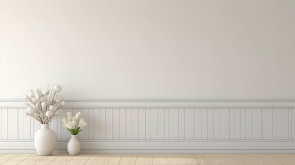 Wall Mural - Scandinavian style illustration of an empty white room.