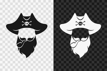 Pirate Silhouette Icon, Vector Glyph Sign. Pirate Symbol Isolated On Dark And Light Transparent Backgrounds.