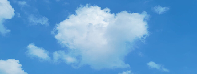 Wall Mural - White clouds in blue sky. Soft blue sky. Background with clouds on blue sky. Sky landscape background. Blue Sky vector.