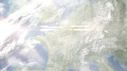 Zoom in from space and focus on Nogent-sur-Marne, France. 3D Animation. Background for travel intro. Elements of this image furnished by NASA