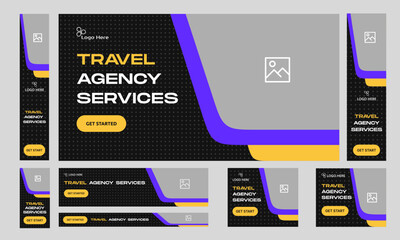 Wall Mural - Customizable travel web set banner design, creative agency banner design for social media post, fully editable vector eps 10 file format