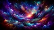 A vibrant and fantastical universe background with a unique composition and a distinct color palette