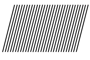 Wall Mural - Rows of slanted black slash lines on transparent background. Rectangular diagonal, oblique lines, strips abstract, geometric pattern background. Digital png illustration. footer modern design