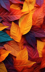 Wall Mural - Yellow and Orange Colorful Autumn Fall Leaves Background