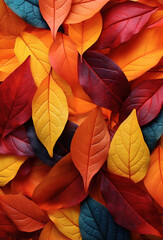 Wall Mural - Yellow and Orange Colorful Autumn Fall Leaves Background