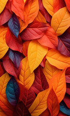 Wall Mural - Yellow and Orange Colorful Autumn Fall Leaves Background