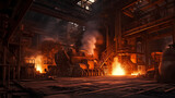 Fototapeta  - Iron and steel making factory, Steel industry.