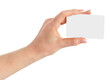 © Tania - Female hand holding white blank card isolated on white background