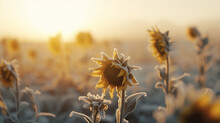 A Field Of Frozen Sunflowers
