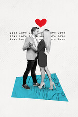 Canvas Print - Abstract creative artwork template collage of positive couple dancing waltz dating concept valentine day fantasy billboard comics zine