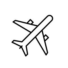 Wall Mural - Airplane icon. Black linear plane icon. Flight transport symbol. Travel concept.