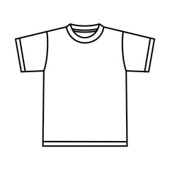 Wall Mural - Blank White T-Shirt Icon Symbol. Short sleeve t shirt technical drawing fashion flat sketch vector illustration template front and back views