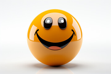 3D model design render of a cheerful smiley face icon isolated on white background. Ai generated