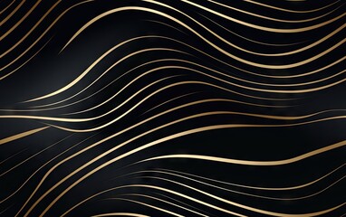 Wall Mural - Golden lines seamless pattern on black background. Design for cover, invitation background,