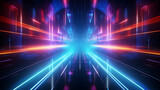 Fototapeta Przestrzenne - Abstract technology futuristic glowing neon blue and pink light lines with speed motion moving on dark blue background	