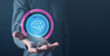 © Day Of Victory Stu. - ai, artificial intelligence, intelligence, technology, process, smart, innovation, learning, network, typing. in your palm neural technology with iot hud embracing innovation. message show it around.