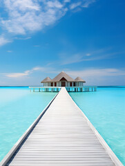 Wall Mural - house on the beach in the Maldives island