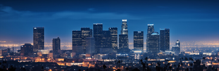 Los Angeles at night. Night city panorama. 