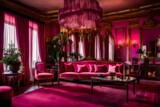 Fototapeta Londyn - Luxury Red living room design Created by AI