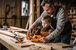 © KirKam - father teaching son carpentry